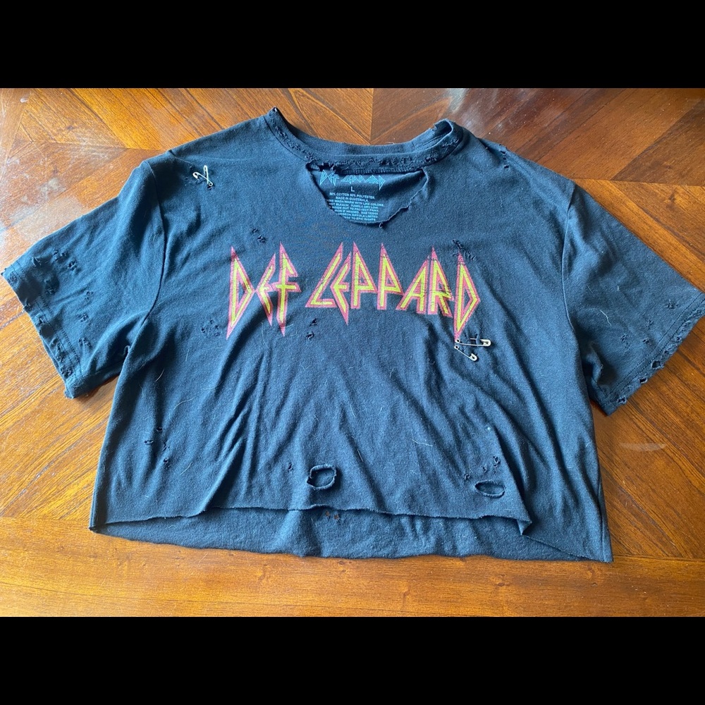 Def Leppard Distressed Crop Top